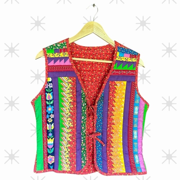 Handmade Jackets & Blazers - Vibrant Quilted Multicolor Patchwork Vest